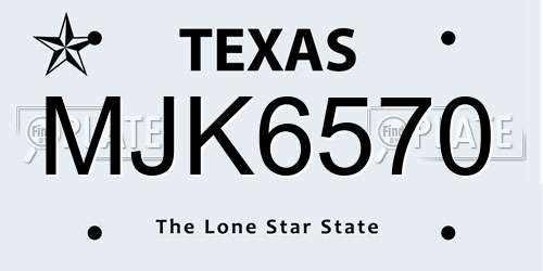 MJK6570 Texas License Plate