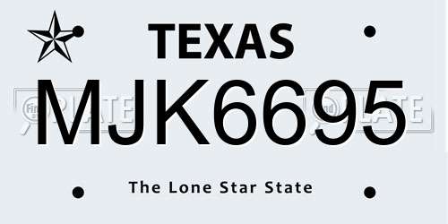 MJK6695 Texas License Plate