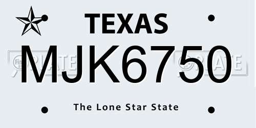 MJK6750 Texas License Plate
