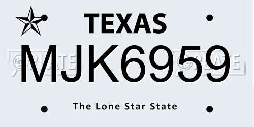 MJK6959 Texas License Plate