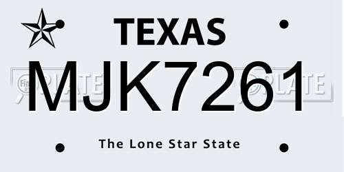MJK7261 Texas License Plate