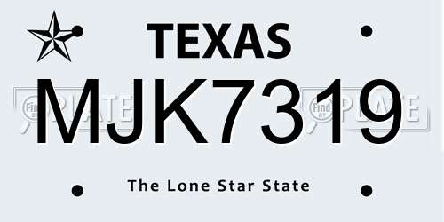 MJK7319 Texas License Plate