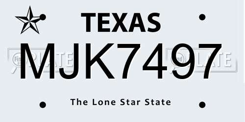 MJK7497 Texas License Plate