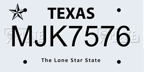 MJK7576 Texas License Plate