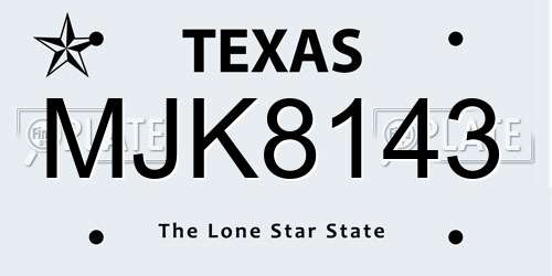MJK8143 Texas License Plate