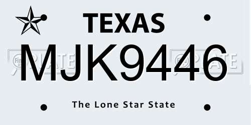 MJK9446 Texas License Plate