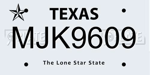 MJK9609 Texas License Plate