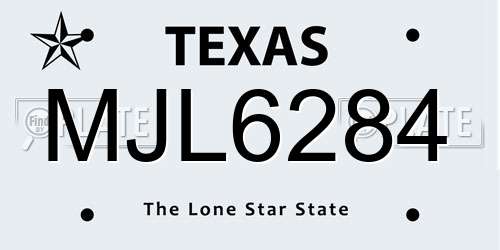 MJL6284 Texas License Plate