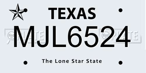 MJL6524 Texas License Plate