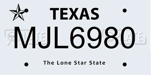 MJL6980 Texas License Plate