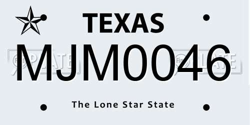 MJM0046 Texas License Plate