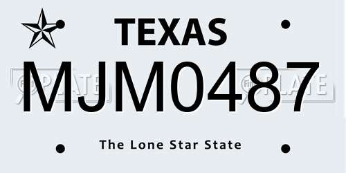 MJM0487 Texas License Plate