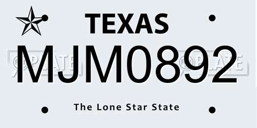 MJM0892 Texas License Plate