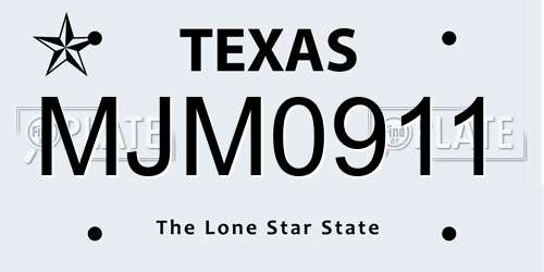 MJM0911 Texas License Plate