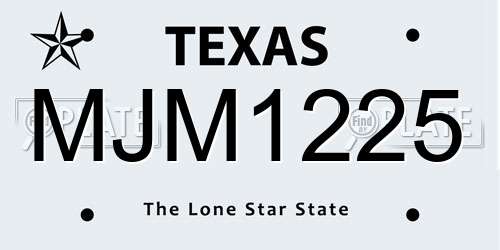 MJM1225 Texas License Plate