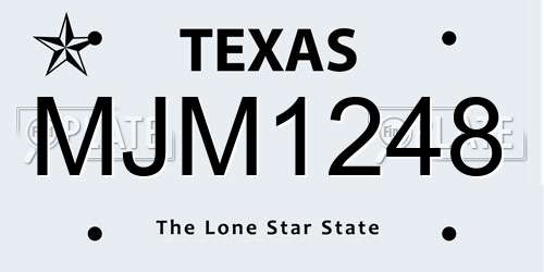 MJM1248 Texas License Plate