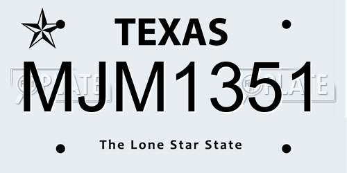 MJM1351 Texas License Plate