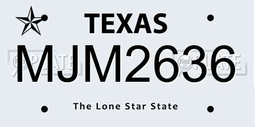 MJM2636 Texas License Plate