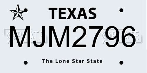 MJM2796 Texas License Plate