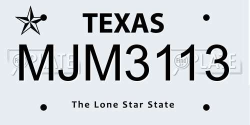MJM3113 Texas License Plate