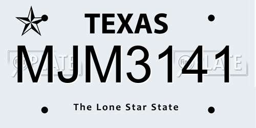 MJM3141 Texas License Plate