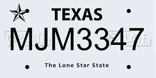 MJM3347 Texas License Plate