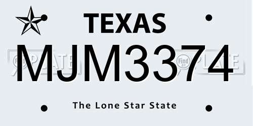 MJM3374 Texas License Plate
