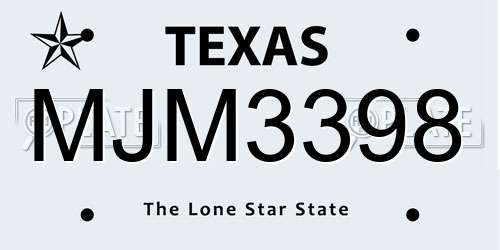MJM3398 Texas License Plate