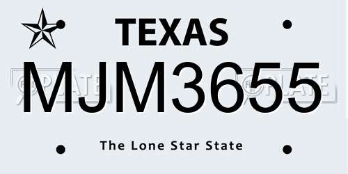 MJM3655 Texas License Plate