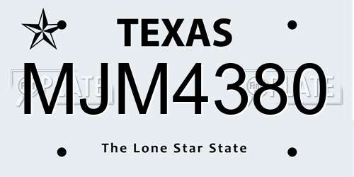 MJM4380 Texas License Plate