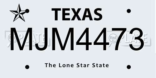MJM4473 Texas License Plate