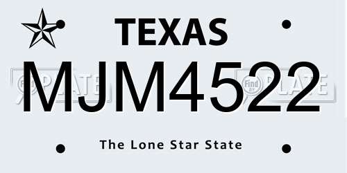 MJM4522 Texas License Plate