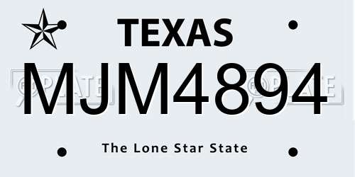 MJM4894 Texas License Plate