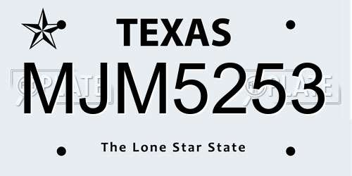 MJM5253 Texas License Plate