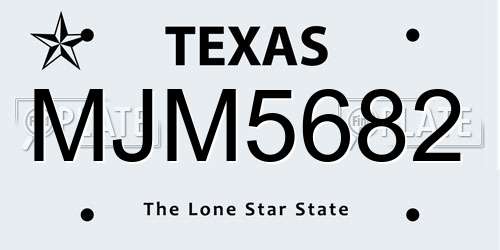 MJM5682 Texas License Plate