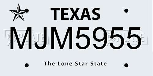 MJM5955 Texas License Plate