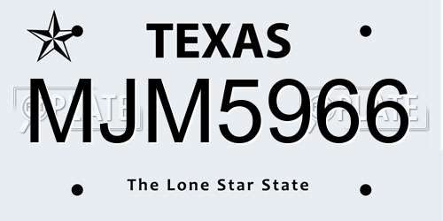 MJM5966 Texas License Plate