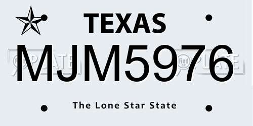 MJM5976 Texas License Plate