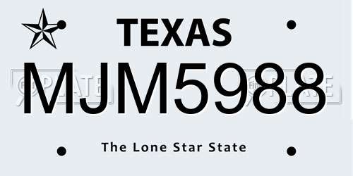 MJM5988 Texas License Plate