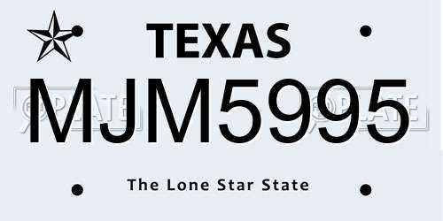 MJM5995 Texas License Plate