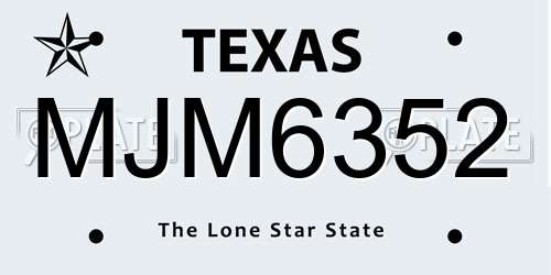 MJM6352 Texas License Plate