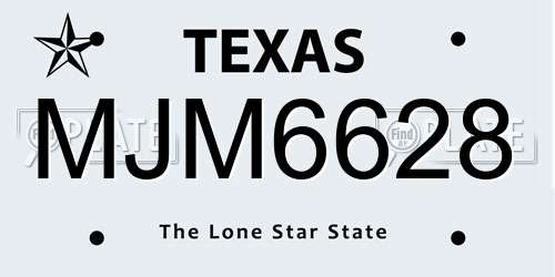 MJM6628 Texas License Plate
