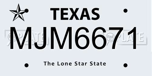 MJM6671 Texas License Plate