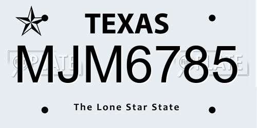 MJM6785 Texas License Plate