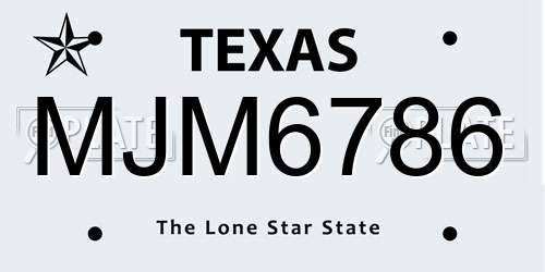 MJM6786 Texas License Plate