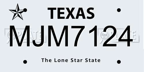 MJM7124 Texas License Plate