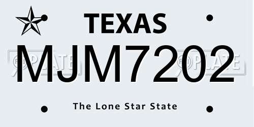 MJM7202 Texas License Plate