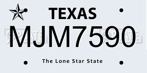 MJM7590 Texas License Plate