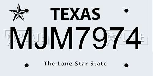 MJM7974 Texas License Plate