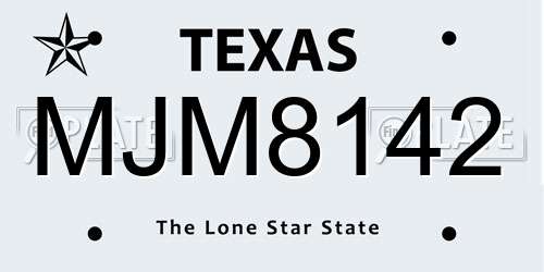 MJM8142 Texas License Plate